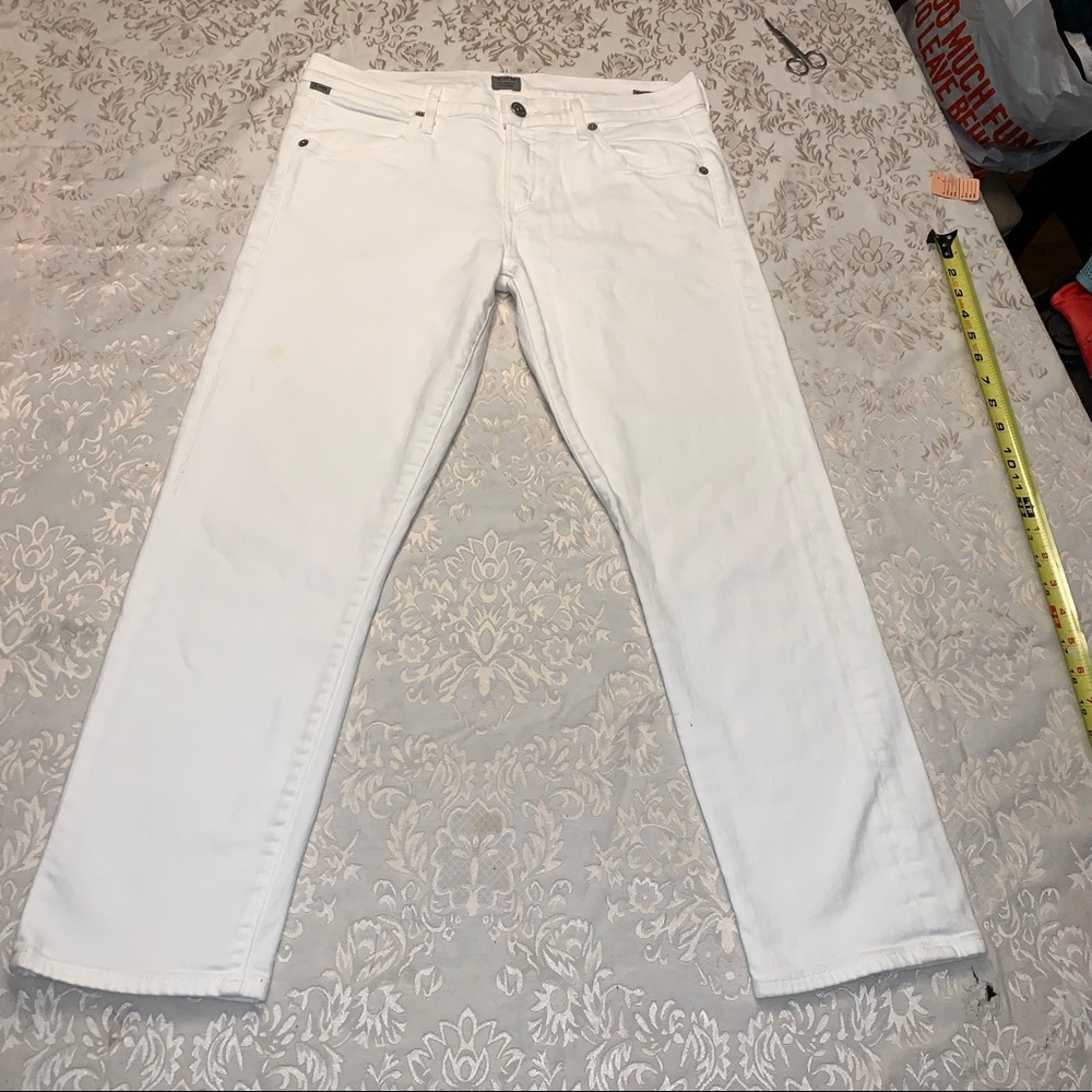 Citizens of Humanity White Elsa Mid rise Slim Fit Crop 28